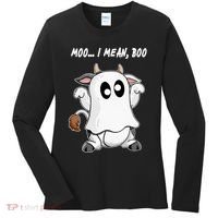 Ghost Cow Moo I Mean Bo Funny Halloween Women's Long Sleeve Shirt thumb 0