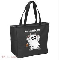 Ghost Cow Moo I Mean Bo Funny Halloween Tote Bag thumb 2