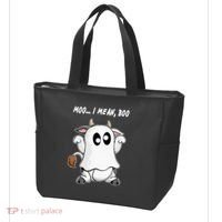 Ghost Cow Moo I Mean Bo Funny Halloween Tote Bag thumb 3