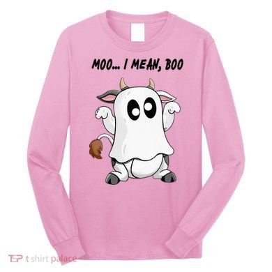 Ghost Cow Moo I Mean Bo Funny Halloween Long Sleeve Shirt