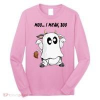 Ghost Cow Moo I Mean Bo Funny Halloween Long Sleeve Shirt thumb 0