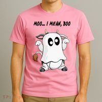 Ghost Cow Moo I Mean Bo Funny Halloween T-Shirt thumb 3