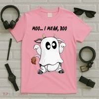 Ghost Cow Moo I Mean Bo Funny Halloween T-Shirt thumb 5