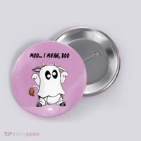 Ghost Cow Moo I Mean Bo Funny Halloween Button thumb 0