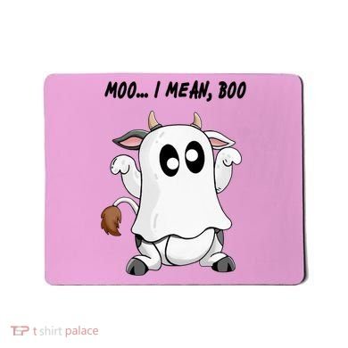 Ghost Cow Moo I Mean Bo Funny Halloween Mousepad