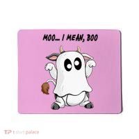 Ghost Cow Moo I Mean Bo Funny Halloween Mousepad thumb 0