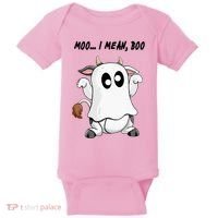 Ghost Cow Moo I Mean Bo Funny Halloween Baby Bodysuit thumb 0