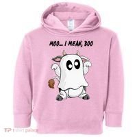 Ghost Cow Moo I Mean Bo Funny Halloween Toddler Hoodie thumb 0