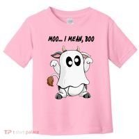 Ghost Cow Moo I Mean Bo Funny Halloween Toddler T-Shirt thumb 0