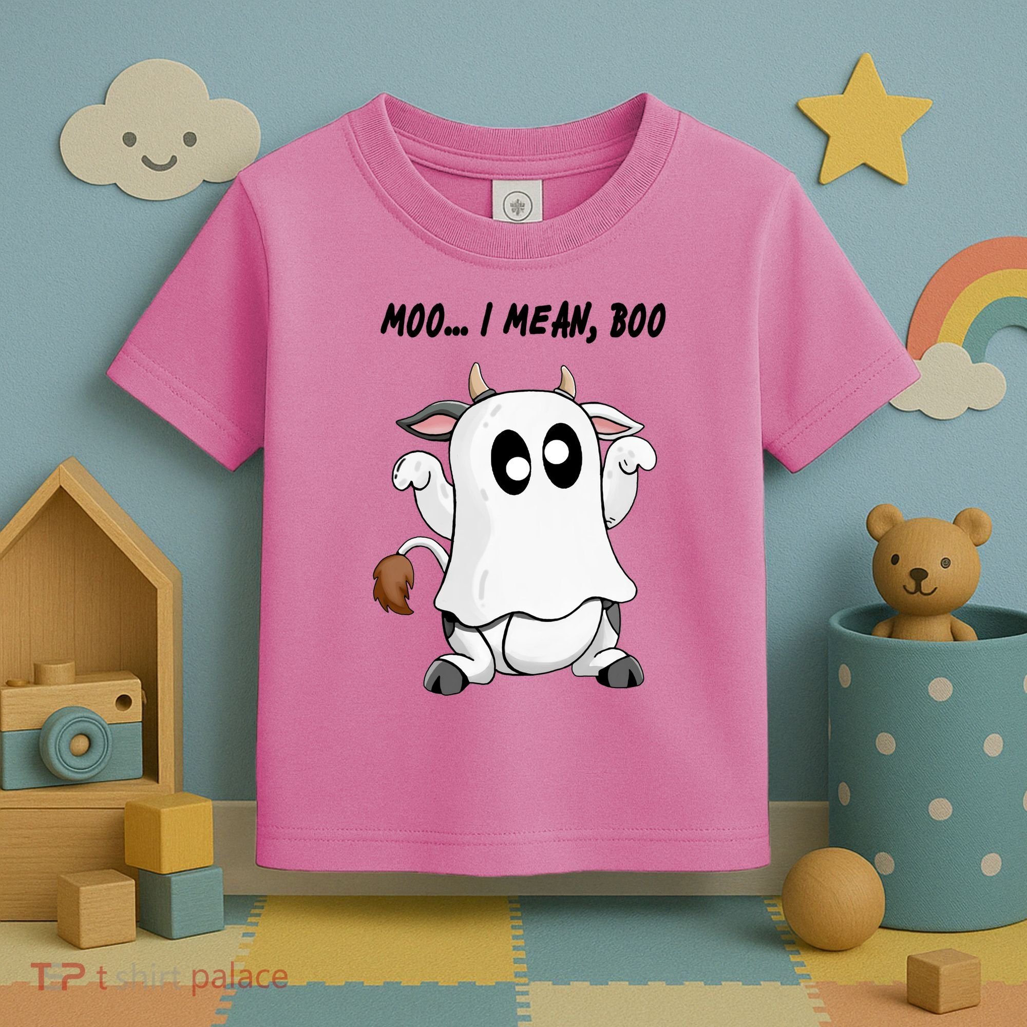 Ghost Cow Moo I Mean Bo Funny Halloween Toddler T-Shirt