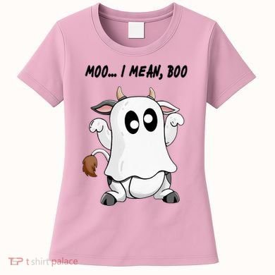 Ghost Cow Moo I Mean Bo Funny Halloween Women's T-Shirt