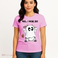 Ghost Cow Moo I Mean Bo Funny Halloween Women's T-Shirt thumb 4