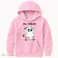 Ghost Cow Moo I Mean Bo Funny Halloween Kids Hoodie thumb 0