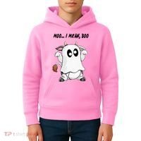 Ghost Cow Moo I Mean Bo Funny Halloween Kids Hoodie thumb 4
