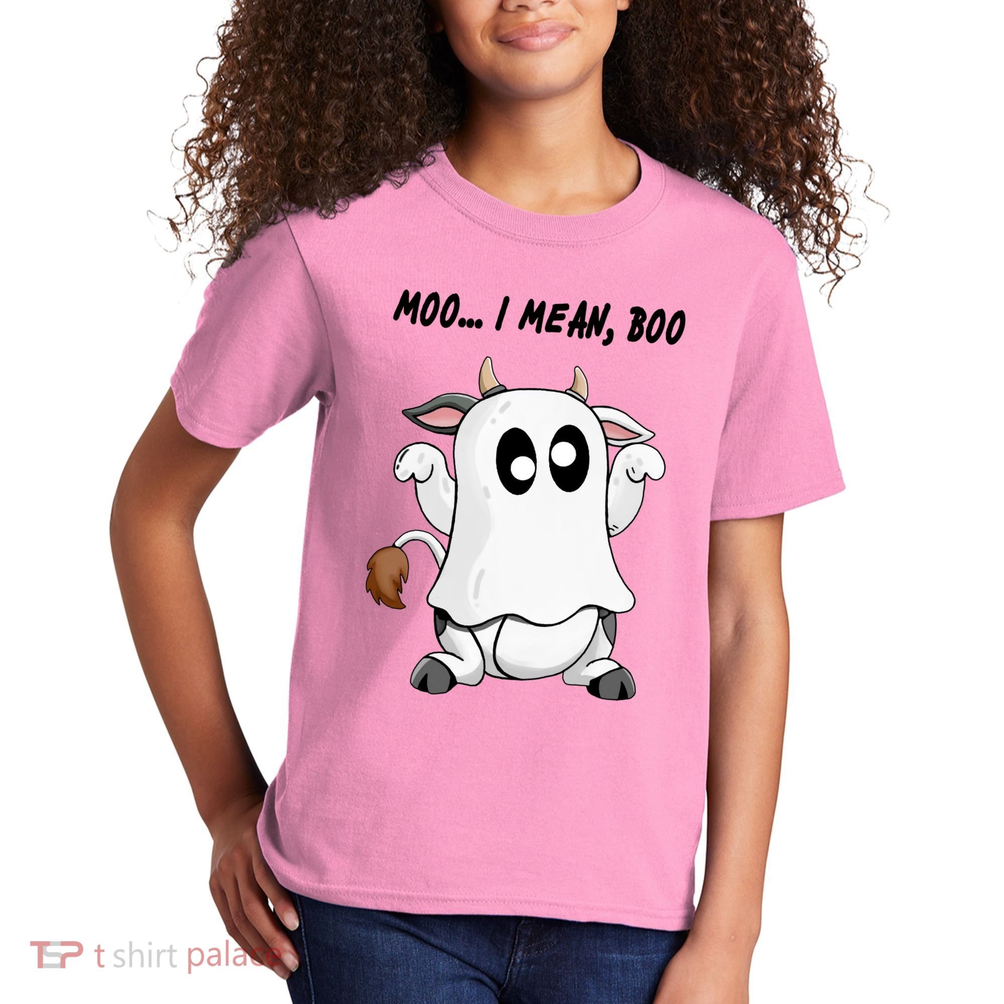 Ghost Cow Moo I Mean Bo Funny Halloween Kids T-Shirt