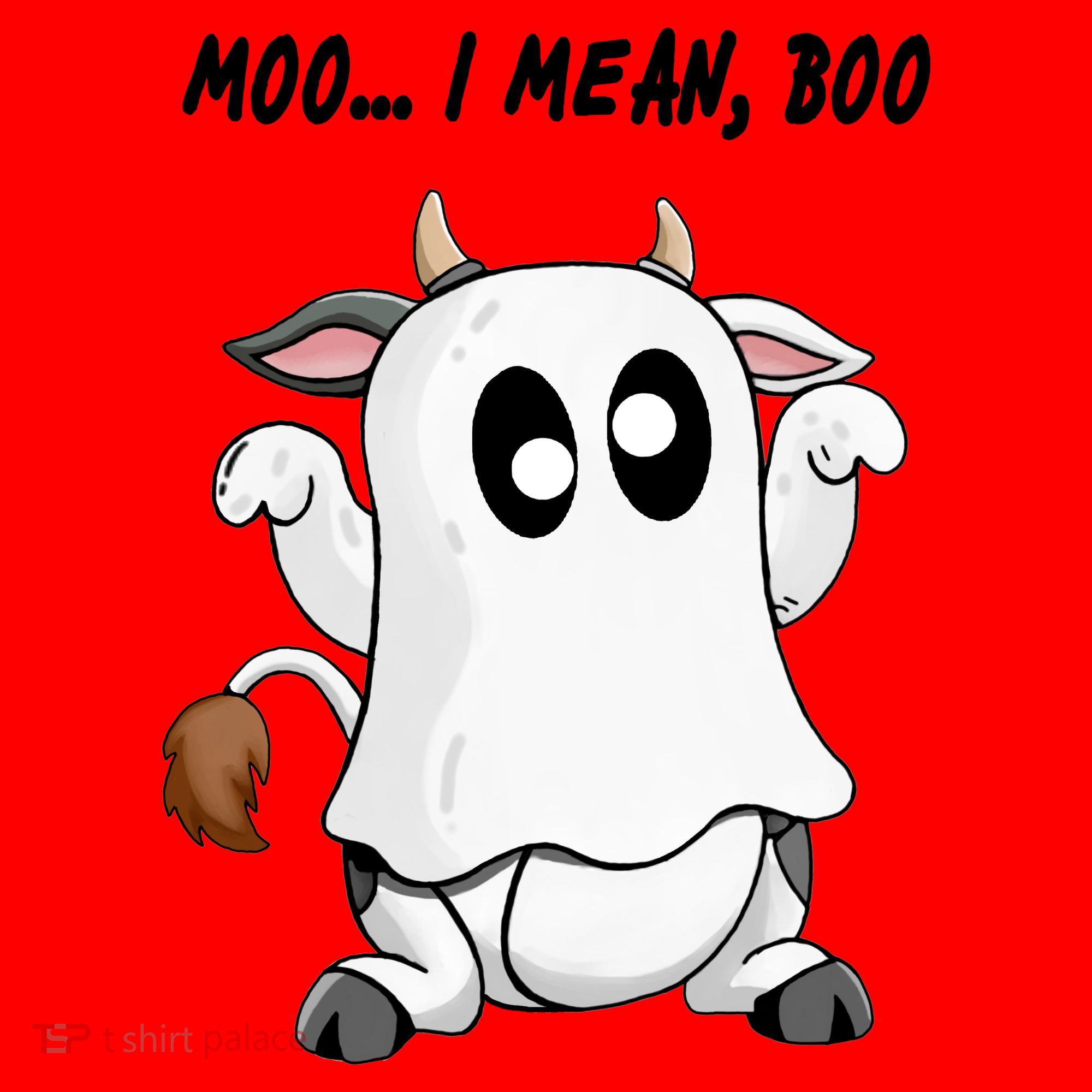 Ghost Cow Moo I Mean Bo Funny Halloween Santa Hat