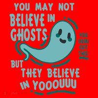 Ghosts Believe In You Funny Halloween Santa Hat thumb 1