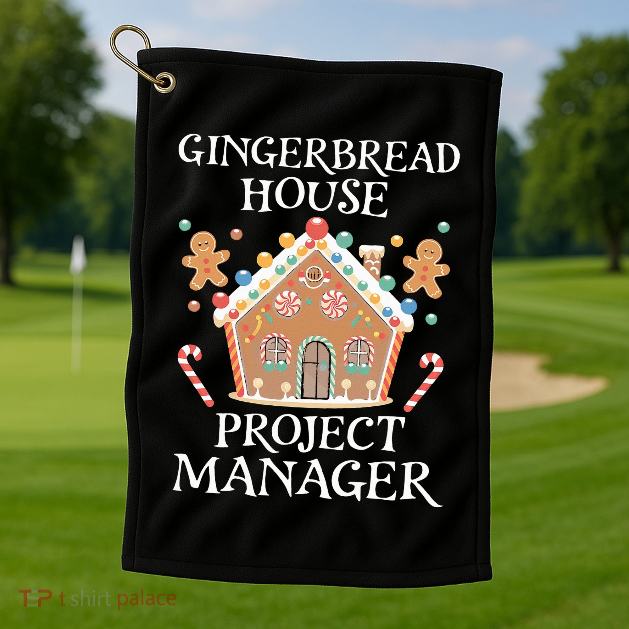 Gingerbread House Project Manager Cookie Baking Christmas Golf Towel