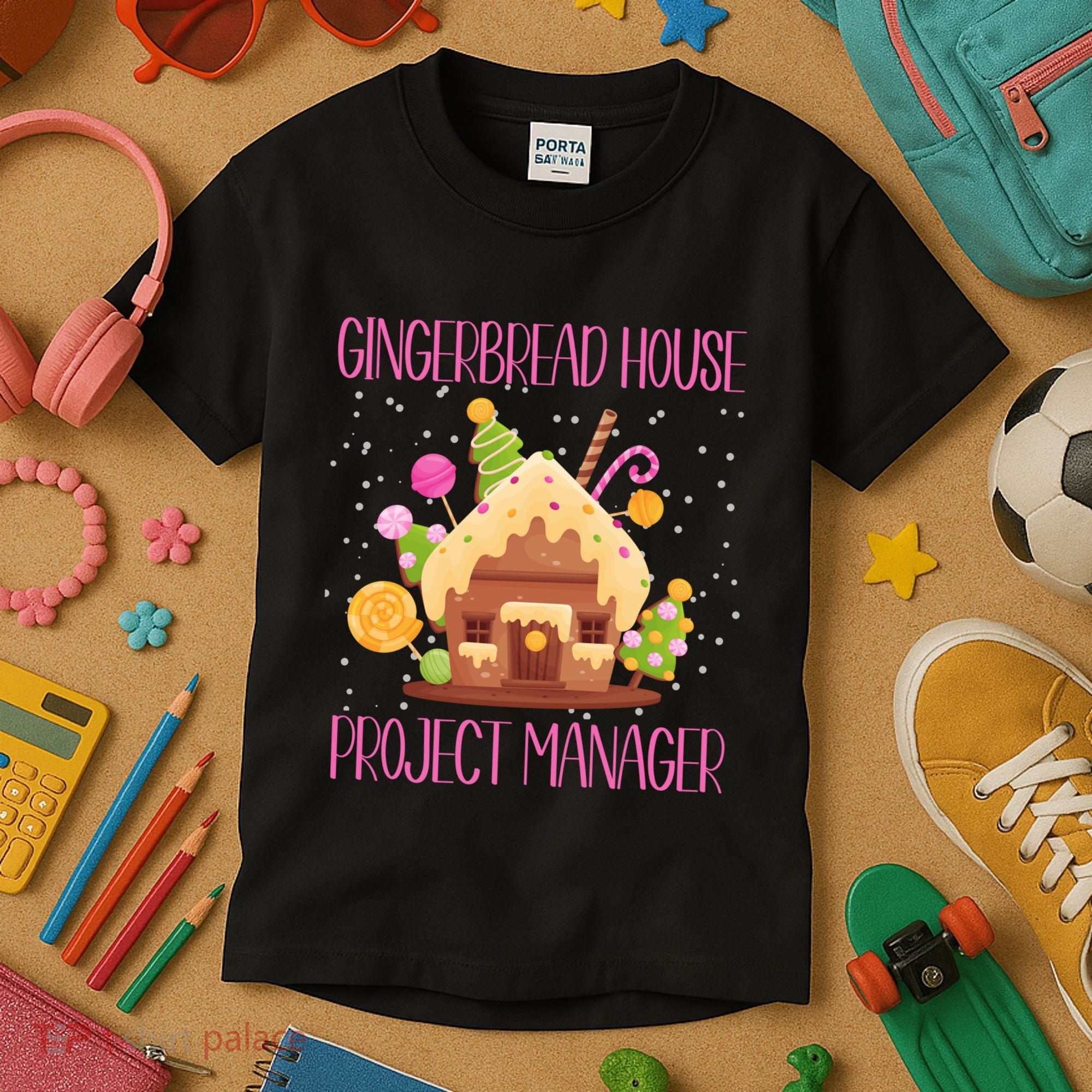 Gingerbread House Project Manager Family Matching Kids T-Shirt