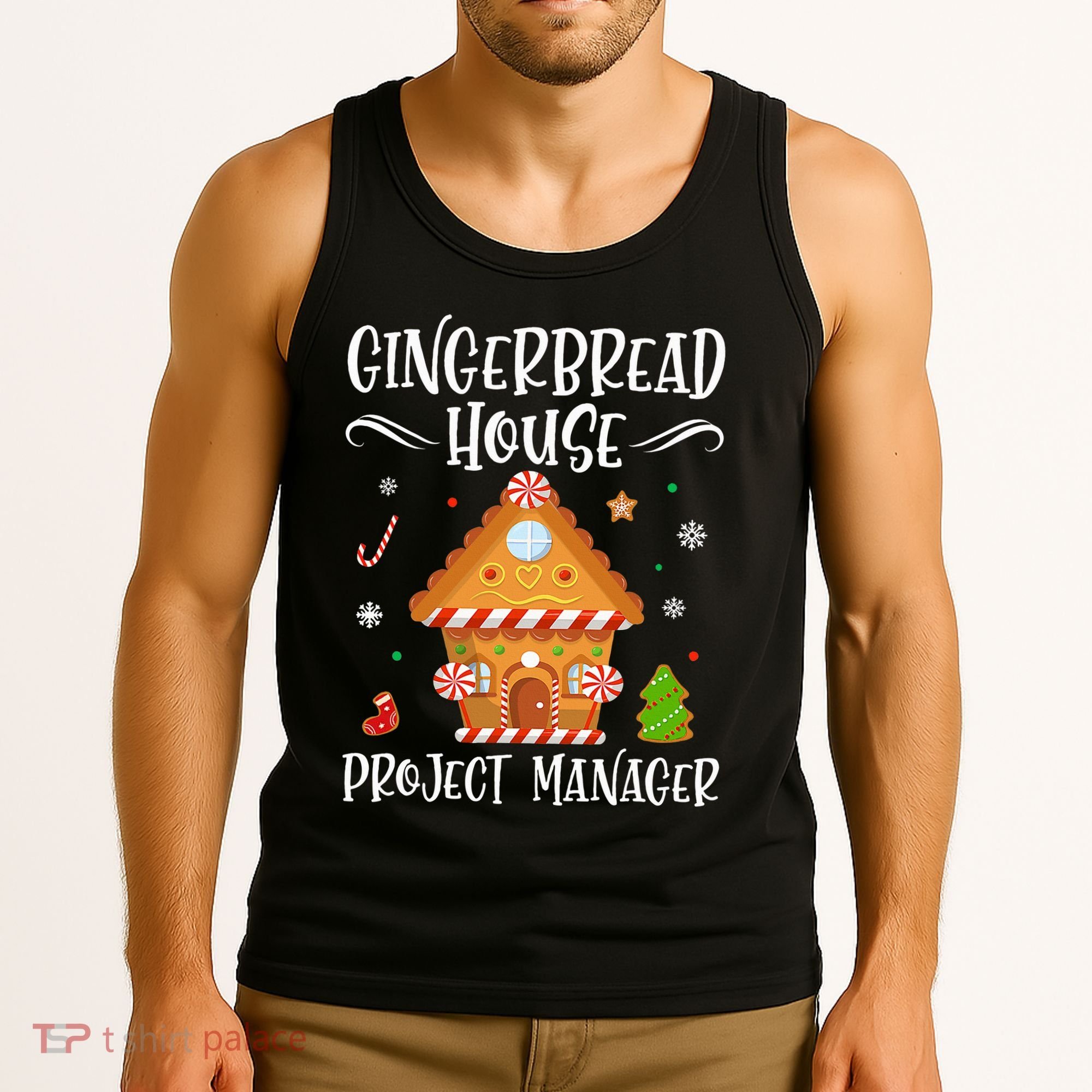 Gingerbread House Project Manager Baking Xmas Pajamas Tank Top