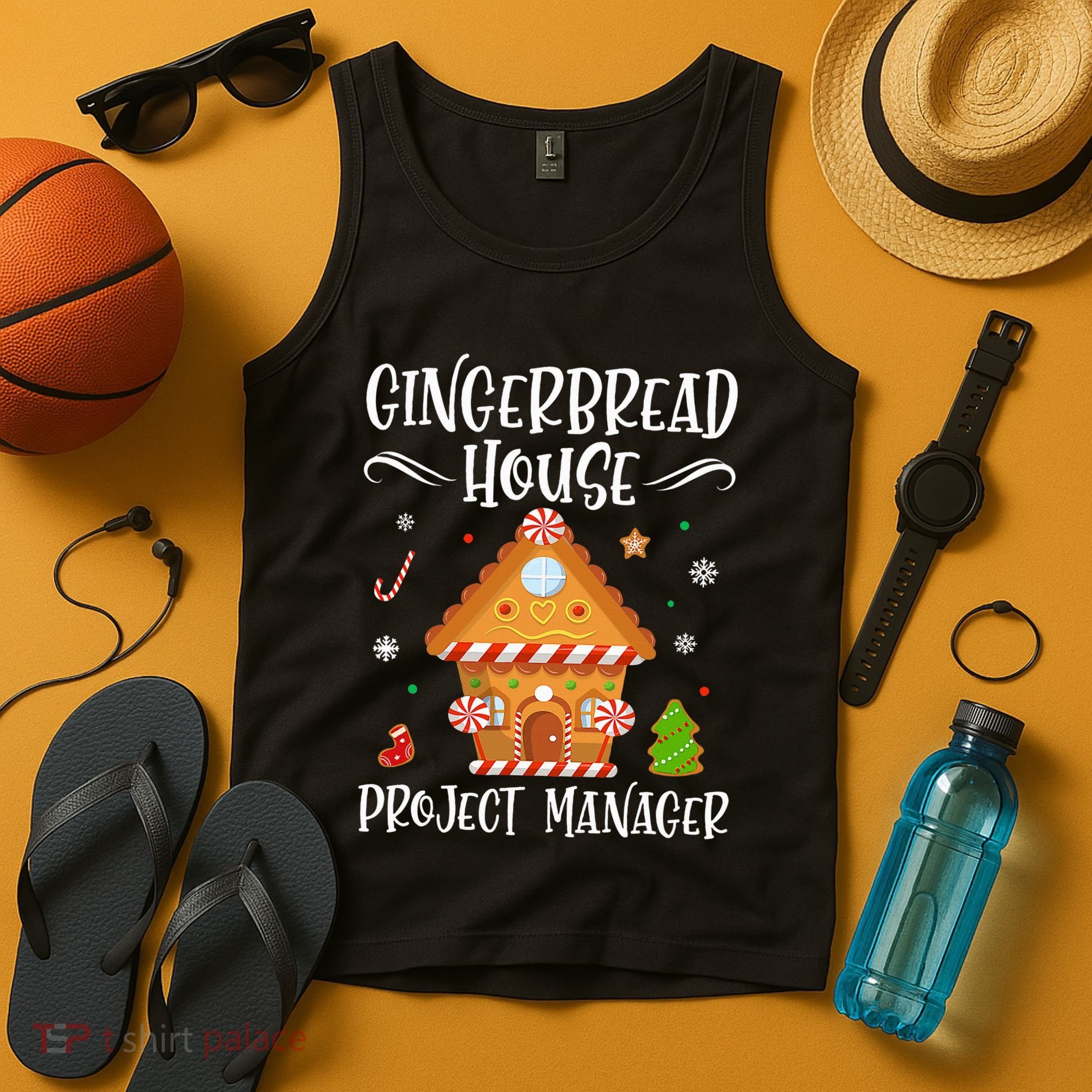 Gingerbread House Project Manager Baking Xmas Pajamas Tank Top