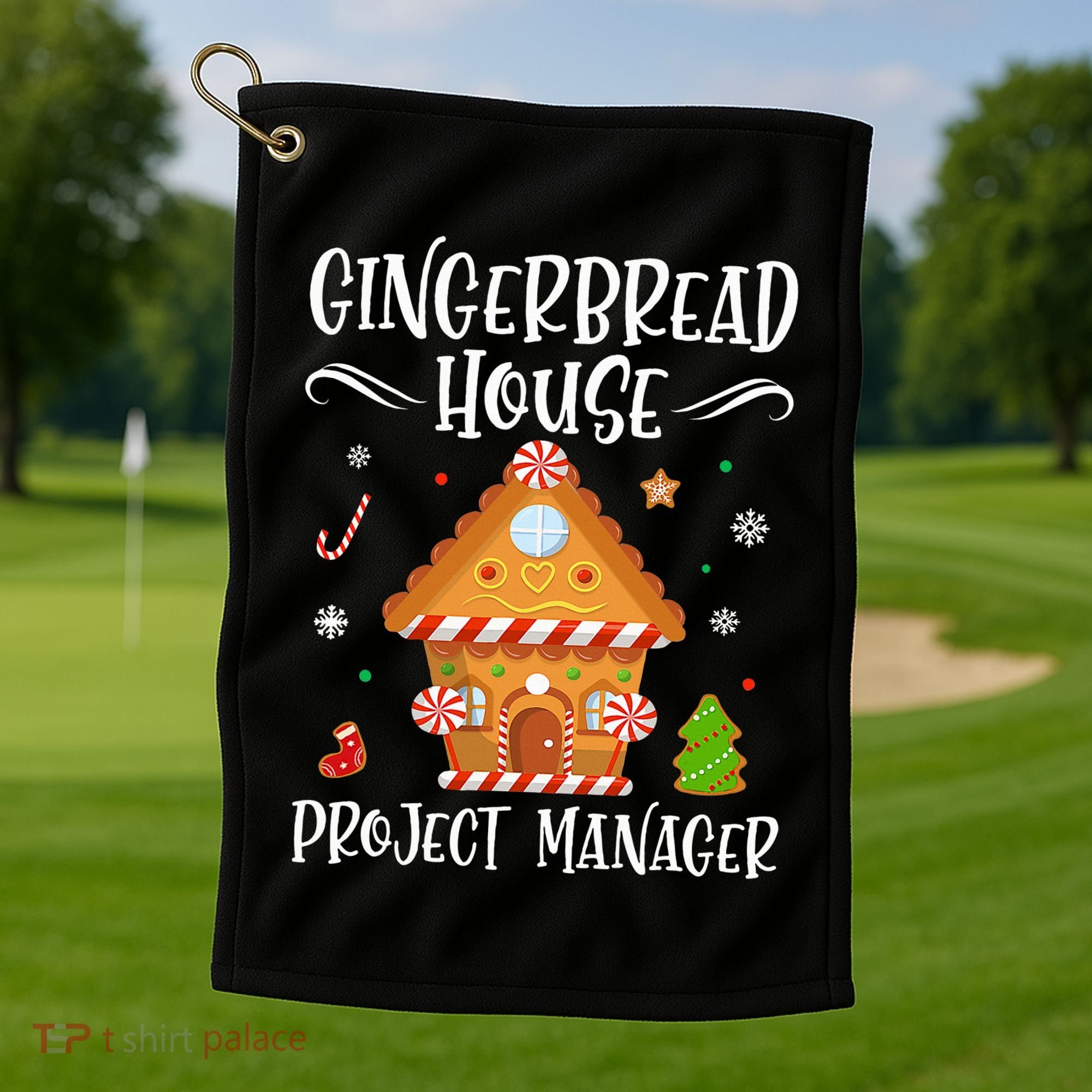 Gingerbread House Project Manager Baking Xmas Pajamas Golf Towel