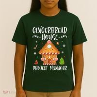 Gingerbread House Project Manager Baking Xmas Pajamas T-Shirt thumb 4