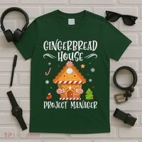 Gingerbread House Project Manager Baking Xmas Pajamas T-Shirt thumb 5