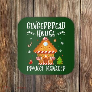 Gingerbread House Project Manager Baking Xmas Pajamas Coaster