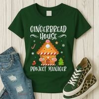 Gingerbread House Project Manager Baking Xmas Pajamas Women's T-Shirt thumb 3