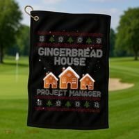 Gingerbread House Project Manager – Xmas Holiday Baking Golf Towel thumb 1