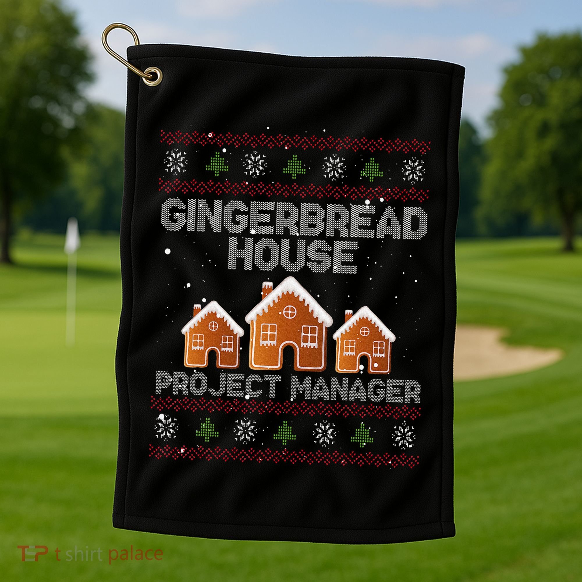 Gingerbread House Project Manager – Xmas Holiday Baking Golf Towel