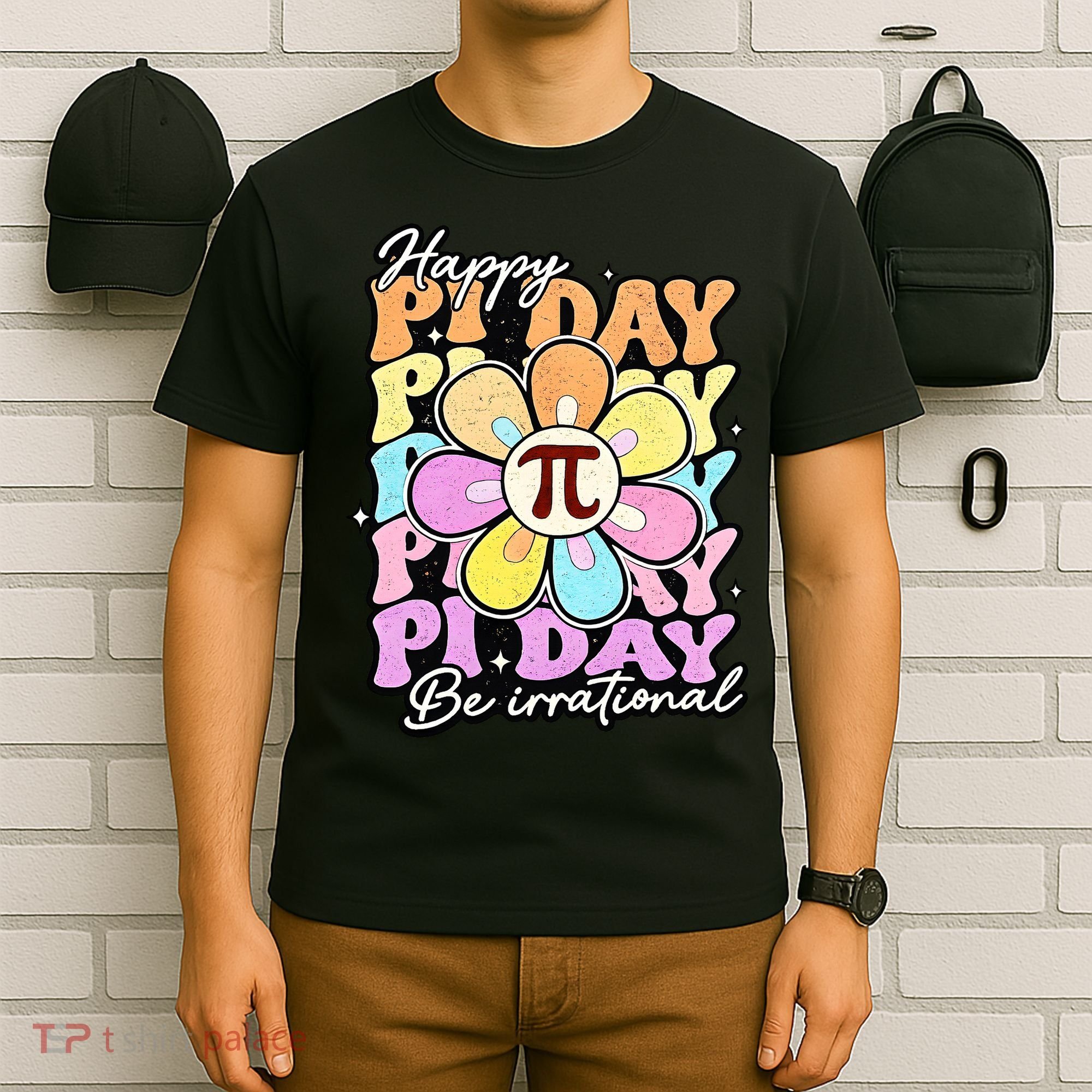 Groovy Happy Pi Day 3.14 Math Teacher Daisy Flower T-Shirt