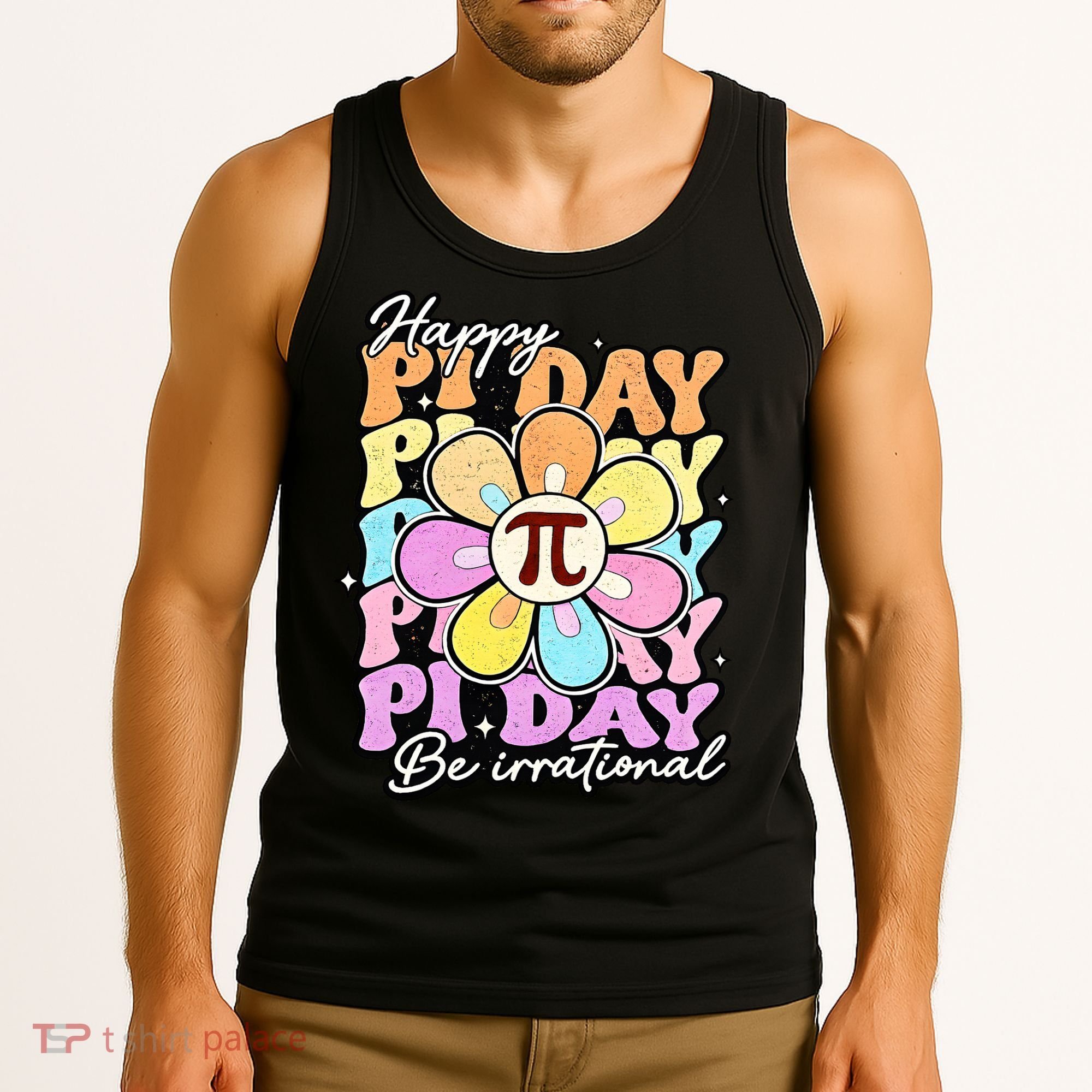 Groovy Happy Pi Day 3.14 Math Teacher Daisy Flower Tank Top