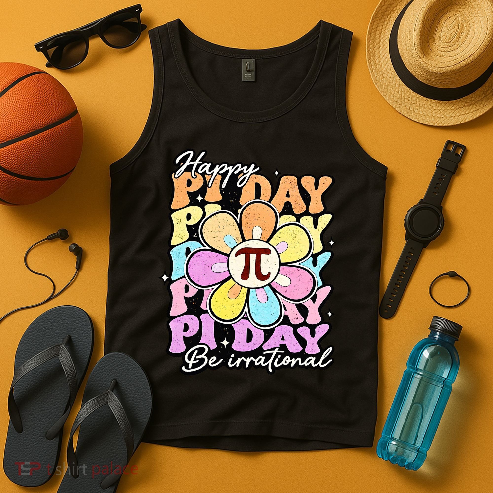 Groovy Happy Pi Day 3.14 Math Teacher Daisy Flower Tank Top