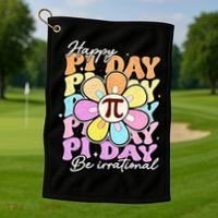 Groovy Happy Pi Day 3.14 Math Teacher Daisy Flower Golf Towel thumb 1