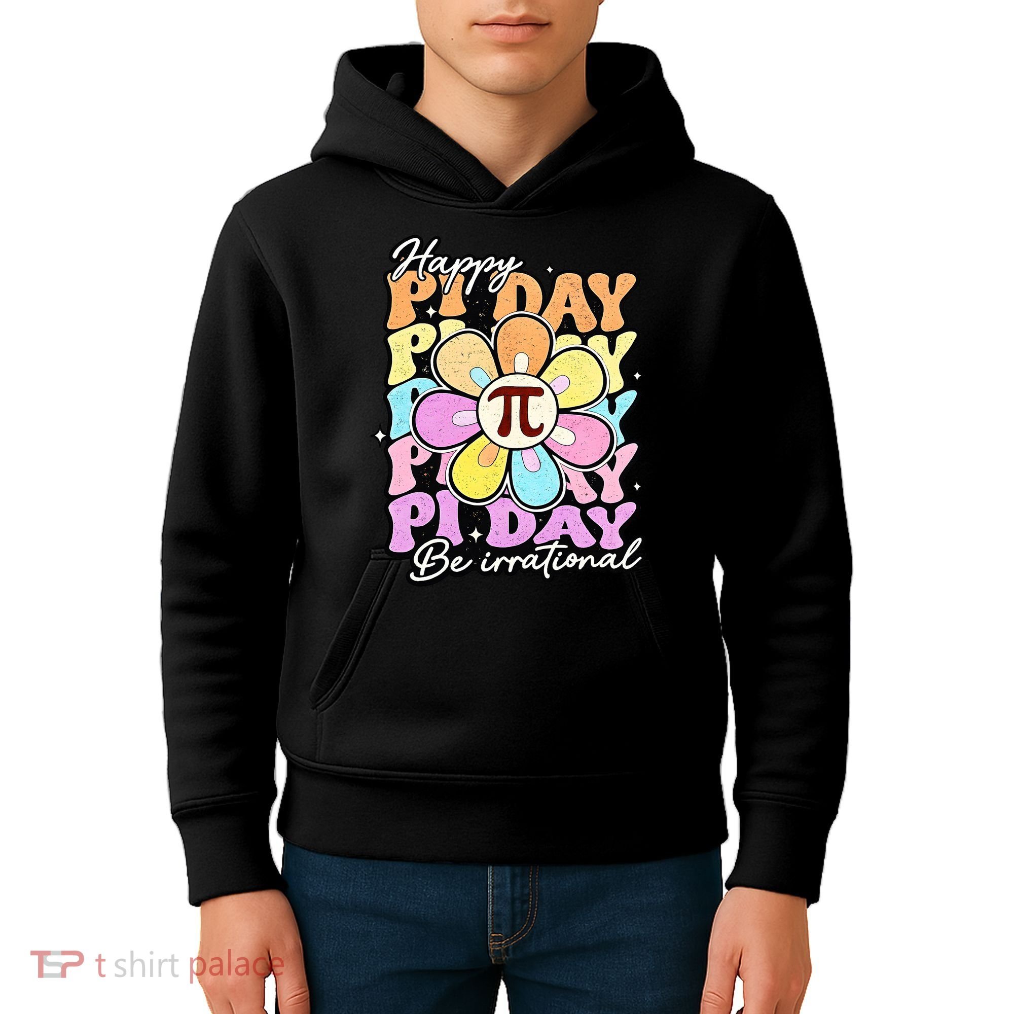 Groovy Happy Pi Day 3.14 Math Teacher Daisy Flower Kids Hoodie