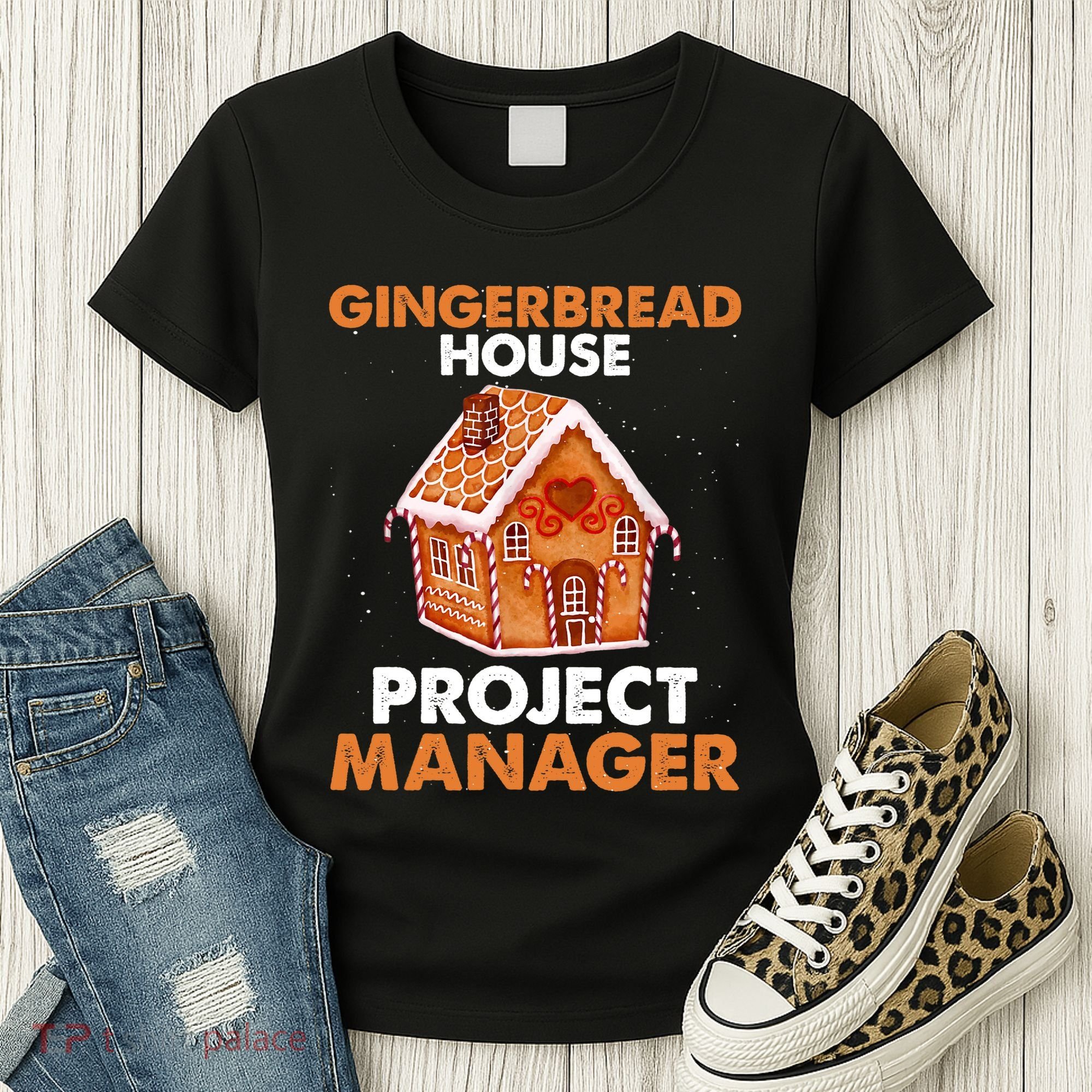 Gingerbread House Project Manager Baking Xmas Funny Women's T-Shirt