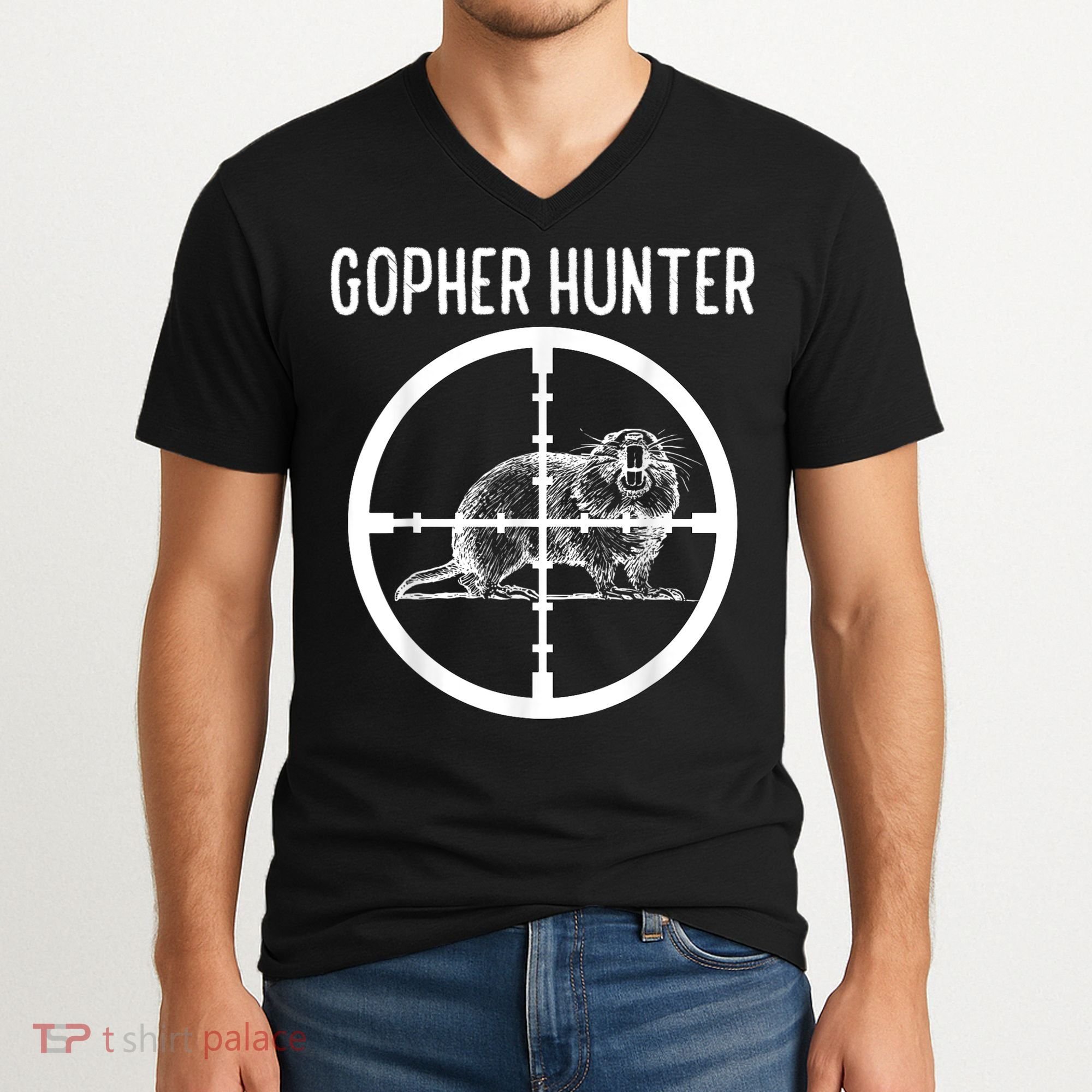 Gopher Hunter Rat And Mouse Control Expert V-Neck T-Shirt