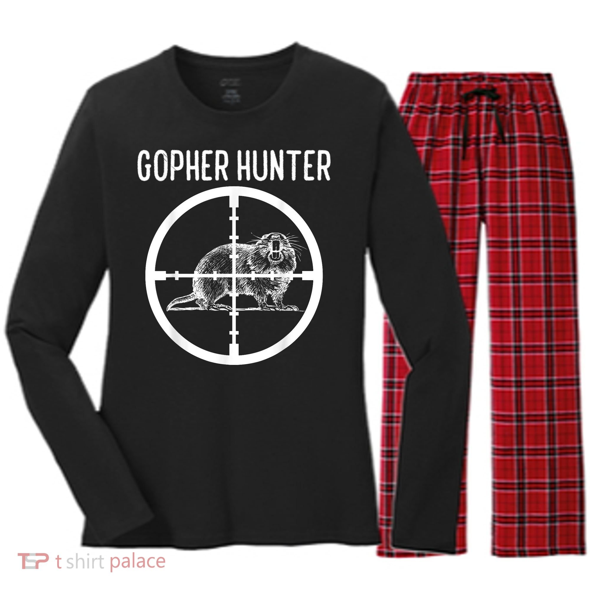 Gopher Hunter Rat And Mouse Control Expert Women's Long Sleeve Flannel Pajama Set 