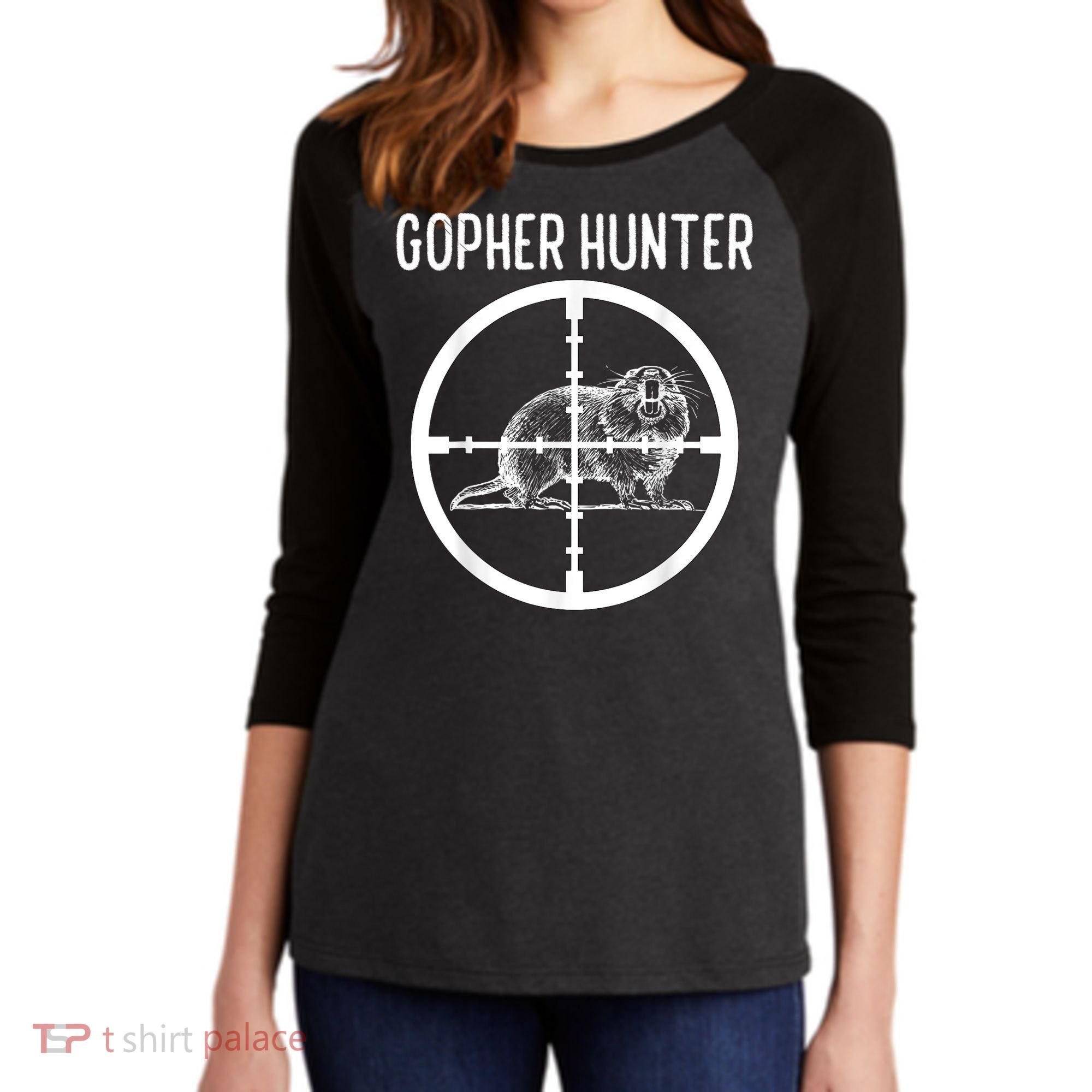 Gopher Hunter Rat And Mouse Control Expert Women's Tri-Blend 3/4-Sleeve Raglan Shirt