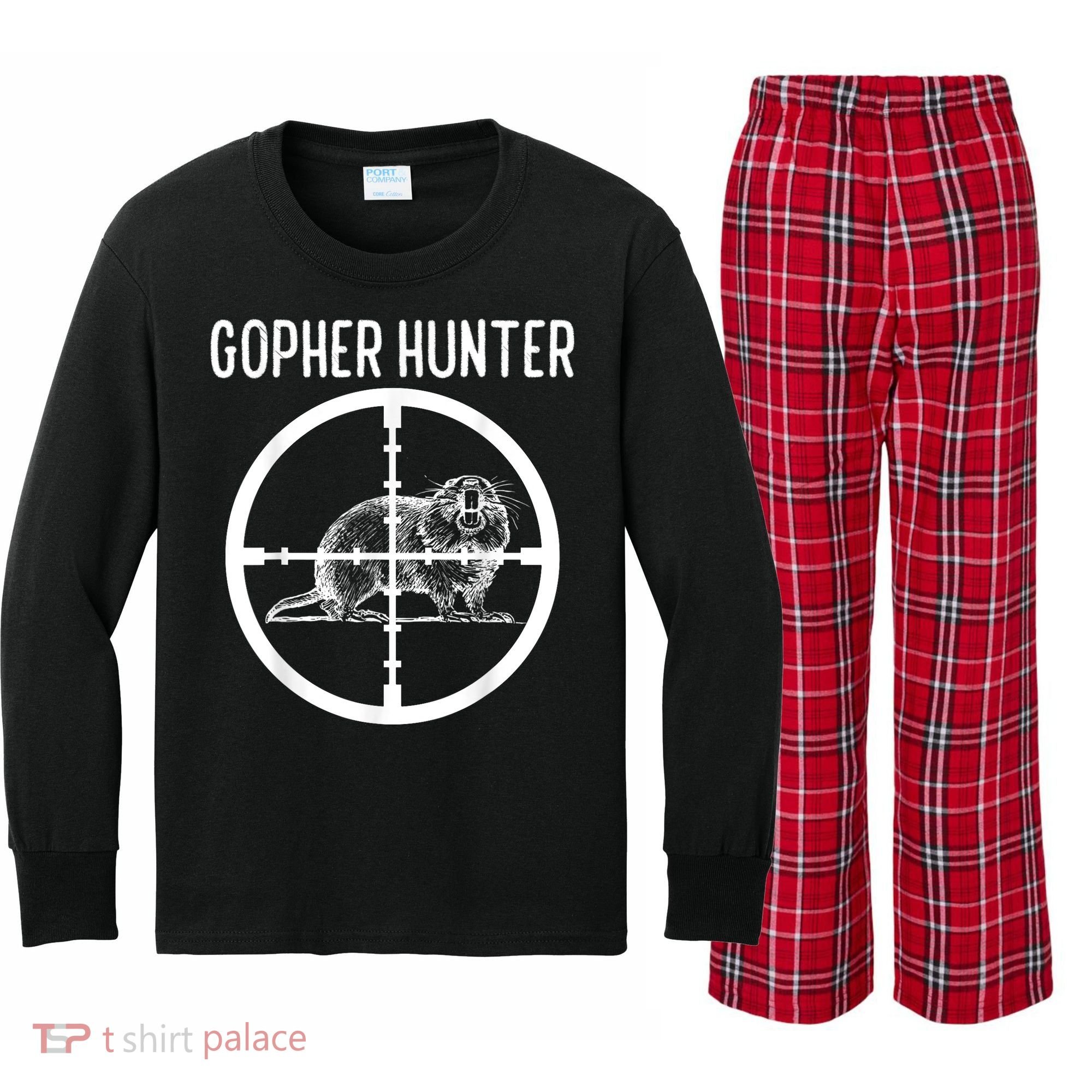 Gopher Hunter Rat And Mouse Control Expert Kids Long Sleeve Plaid Pajama Set