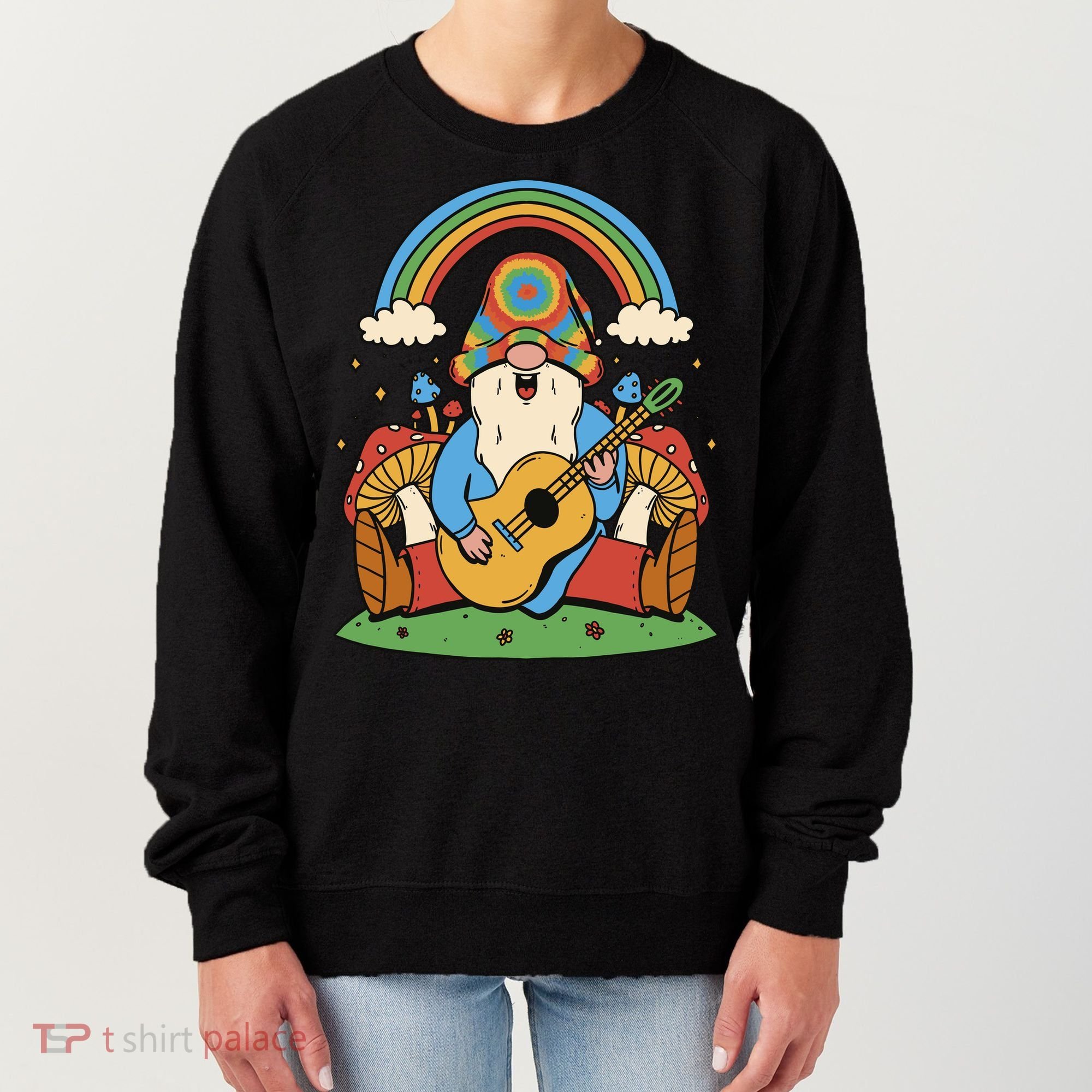 Gnome Hippie Rainbow Guitar Women's Sweatshirt