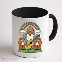 Gnome Hippie Rainbow Guitar Coffee Mug thumb 1