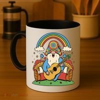 Gnome Hippie Rainbow Guitar Coffee Mug thumb 4