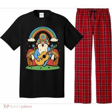 Gnome Hippie Rainbow Guitar Pajama Set