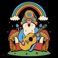 Gnome Hippie Rainbow Guitar Women's Hoodie thumb 2