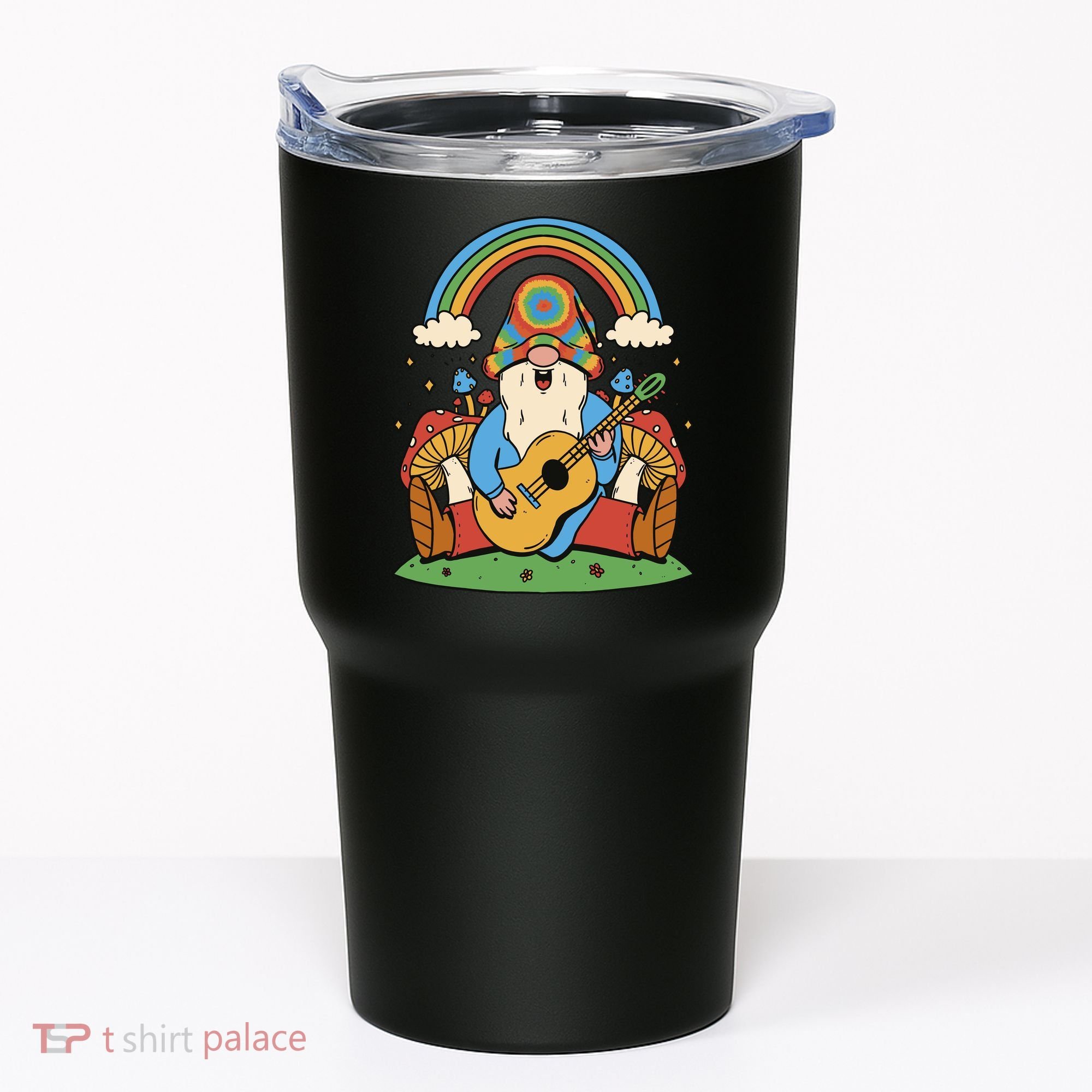 Gnome Hippie Rainbow Guitar Tumbler