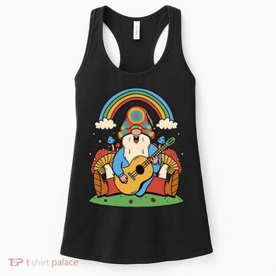 Gnome Hippie Rainbow Guitar Women's Tank Top