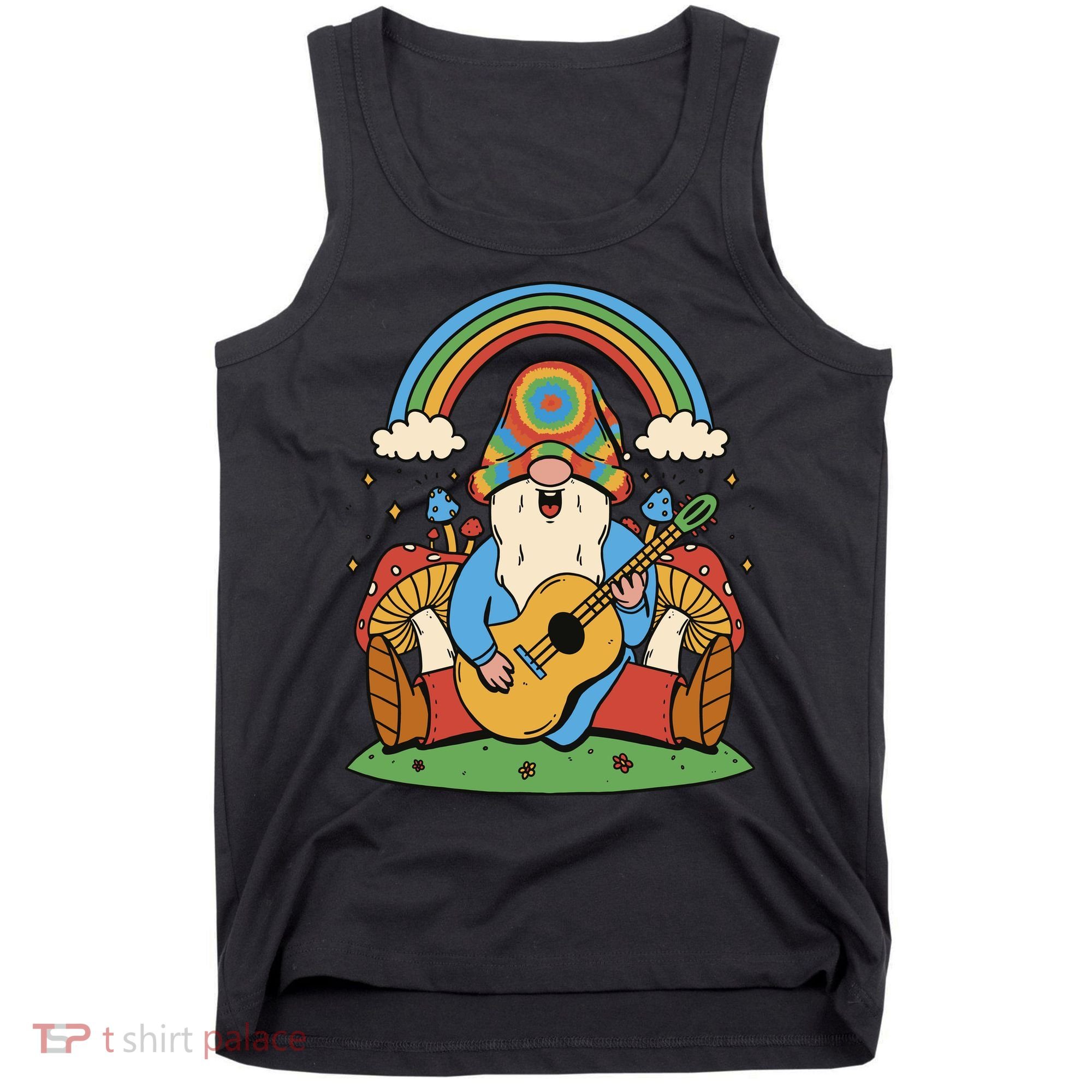 Gnome Hippie Rainbow Guitar Tank Top